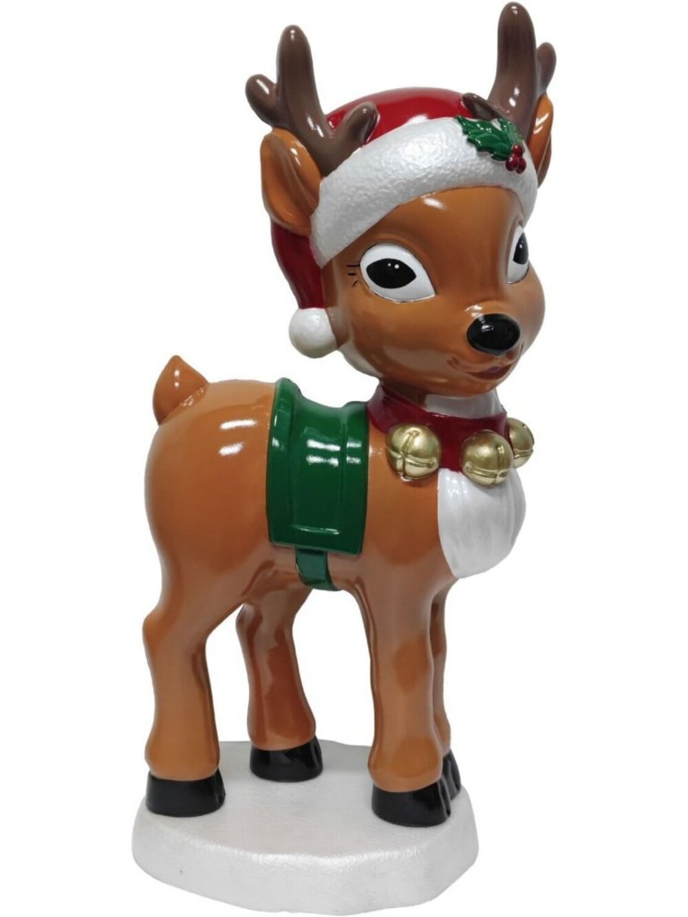 28” Lighted Reindeer with Santa Hat - Vintage Blow Mold Christmas Decor